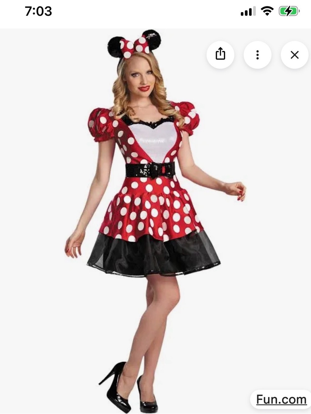 Minnie Mouse costume dress with sequence belt and hair accessory size